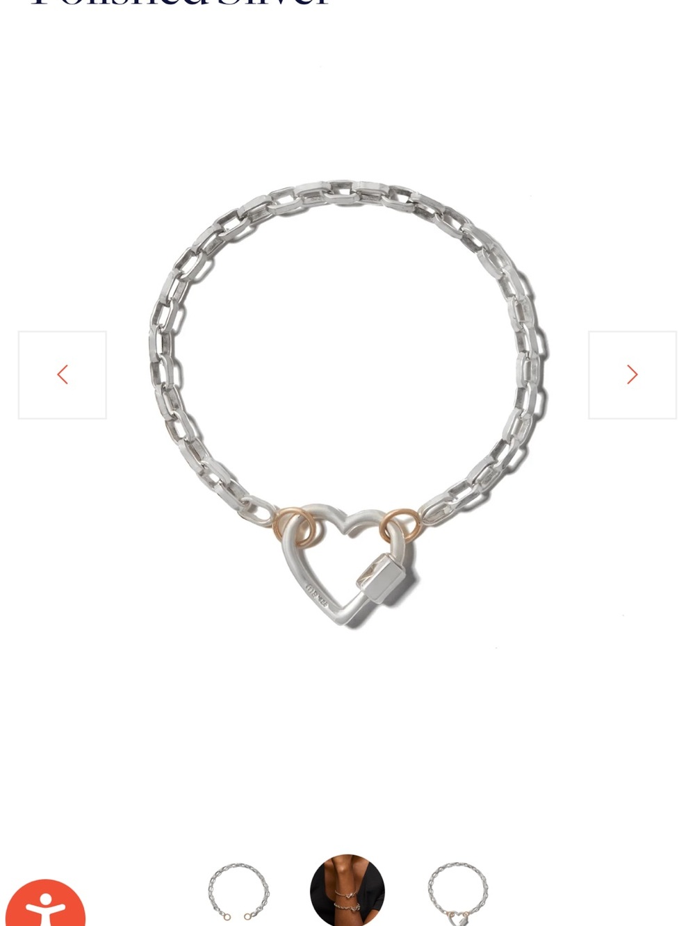 Marla Aaron Polished Silver Biker Chain Bracelet 6.5 inches with 14k gold loops - Picture 3 of 9